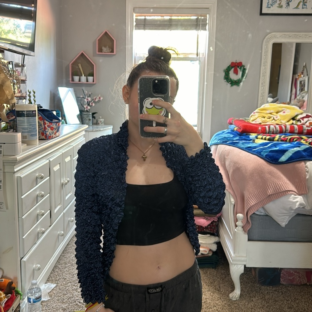 Scrunchy Blue Button Down - image 2